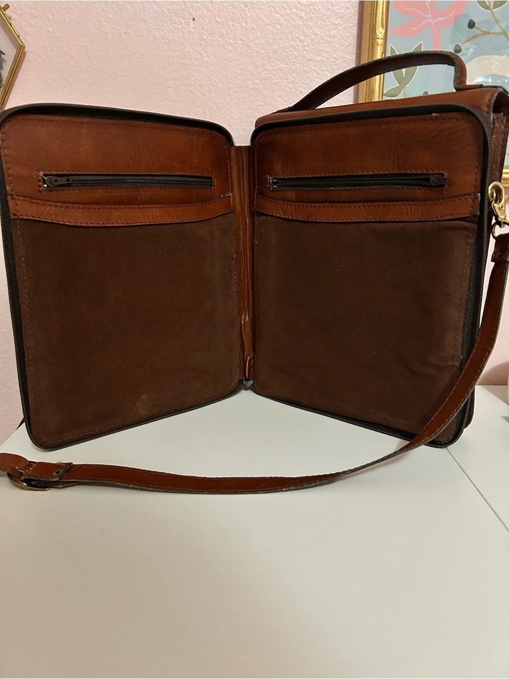 Vintage Jimenez H. Piel Locking Leather Messenger Bag Portfolio Briefcase w/Keys